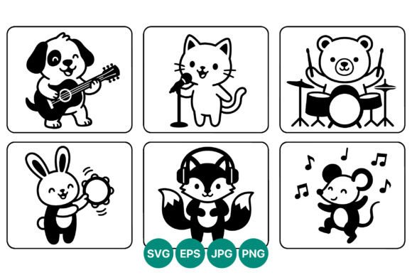 Download Cartoon Animals Playing Musical - Art Collection
