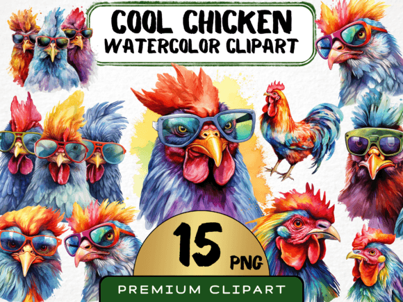 Download Watercolor Cool Chicken Clipart - Art Collection