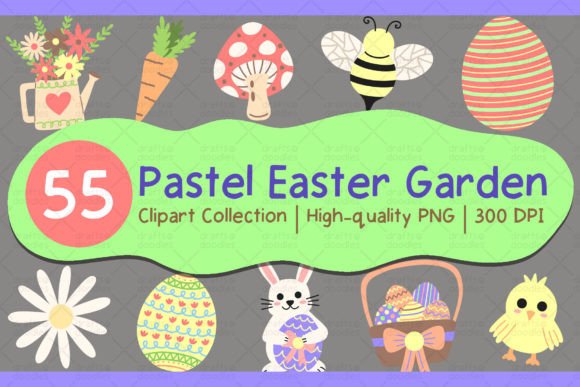 Download Pastel Spring Easter Garden Clipart Set - Art Collection