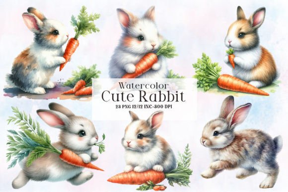 Download Cute Rabbit Clipart Bundle - Art Collection