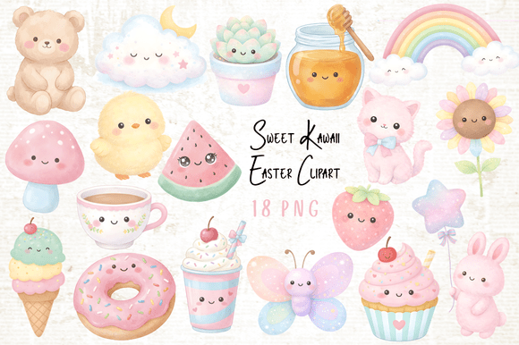 Download Sweet Kawaii Easter Clipart - Art Collection
