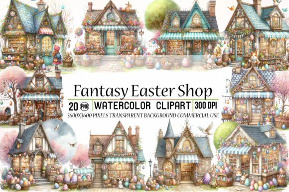 Download Watercolor Fantasy Easter Shop Clipart - Art Collection