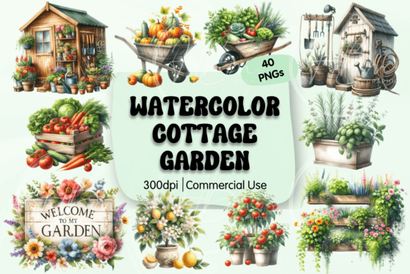 Download Watercolor Cottage Garden Clipart - Art Collection