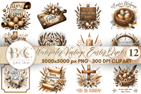 Download Watercolor Vintage Easter Quotes Clipart - Art Collection