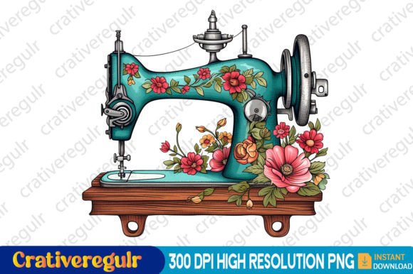 Download Floral Sewing Machines Clipart - Art Collection