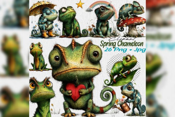 Download Watercolor Easter Chameleon Clipart - Art Collection