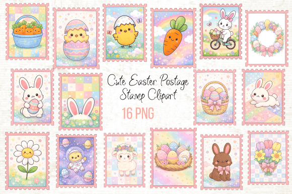 Download Cute Easter Postage Stamp Clipart PNG - Art Collection
