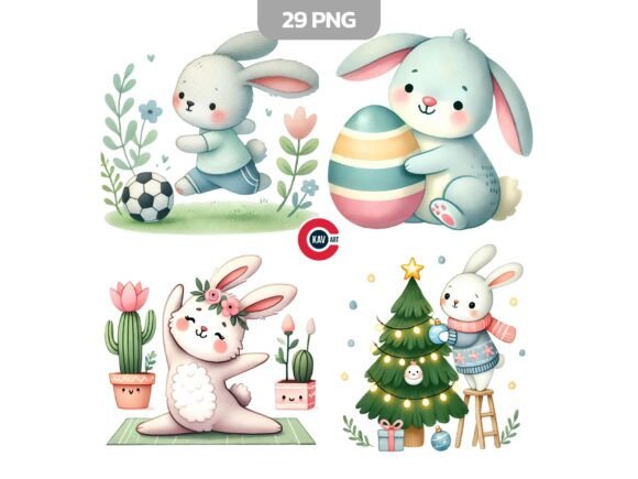 Download Cute Bunny Playful Nursery Bunny Clipart - Premium Resources