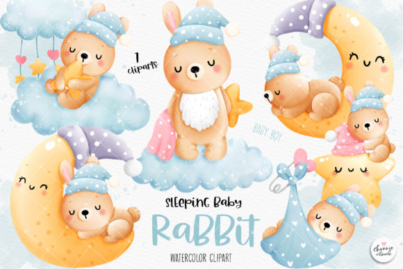 Download Sleeping Baby Rabbit Clipart, It's a Boy - Art Collection