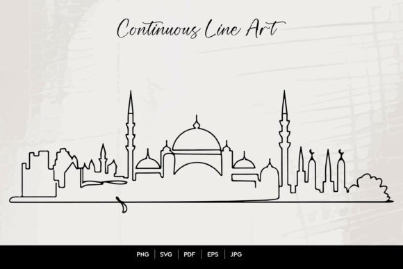 Download Continuous Line Islamic Skyline Art – Mi - Art Collection