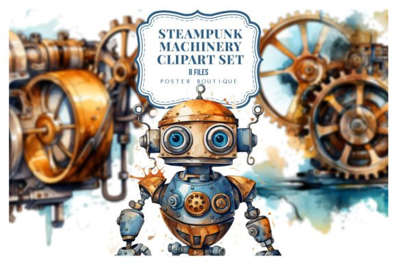 Download Steampunk Robots &amp; Machines Clipart Set - Art Collection