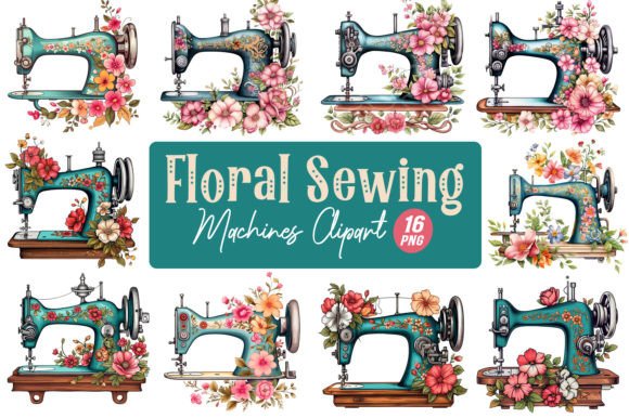 Download Floral Sewing Machines Clipart - Art Collection