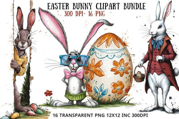 Download Whimsical Easter Bunny Clipart Bundle - Art Collection