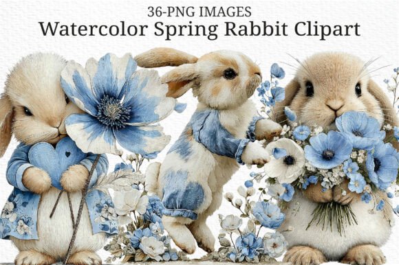 Download Watercolor Spring Rabbit Clipart PNG - Art Collection