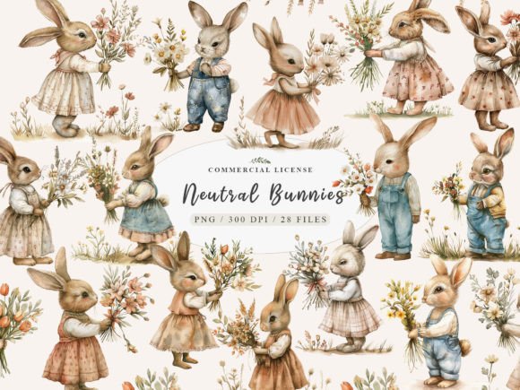 Download Bunny Nursery Print,Neutral Baby Clipart - Premium Bundle