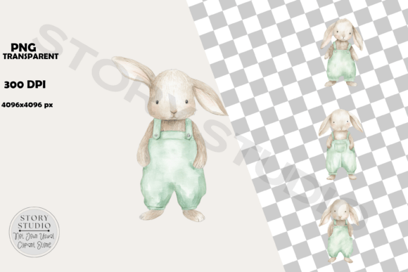 Download Whimsical Bunny Clipart in Green - Art Collection