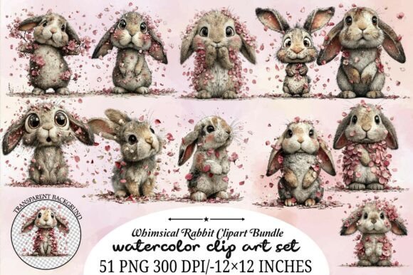 Download Whimsical Rabbit Clipart Bundle - Art Collection