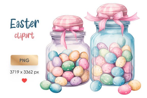 Download Watercolor Easter Clipart Jars with Eggs - Art Collection