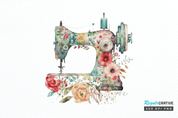 Download Floral Sewing Machines Clipart Png - Art Collection