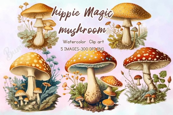 Download Vintage Magic Mushrooms Clipart Bundle - Art Collection