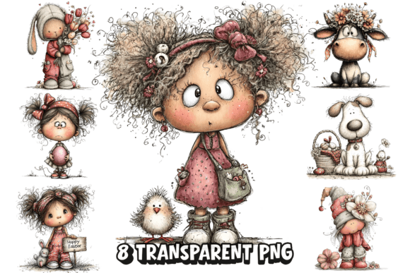Download 8 Whimsical Easter Girl PNG Clipart - Art Collection