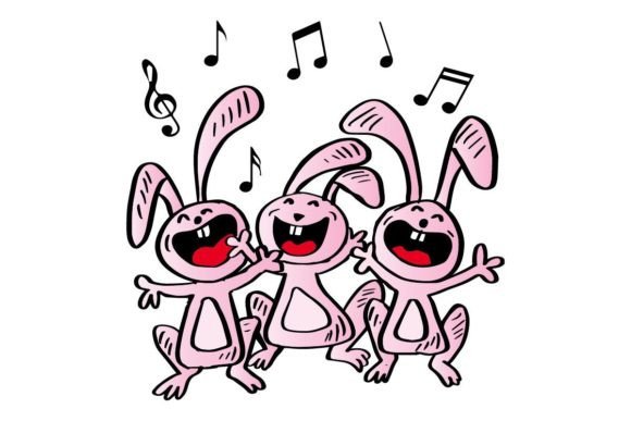 Download Cartoon Three Funny Rabbit Singing - Art Collection