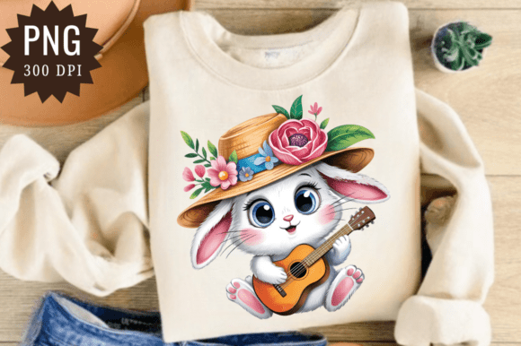 Download Cute Bunny Playing Guitar PNG Clipart - Art Collection