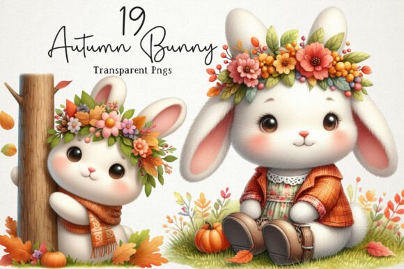 Download Cute Autumn Bunny PNG Clipart - Art Collection