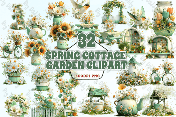 Download Spring Cottage Garden Clipart PNG - Art Collection