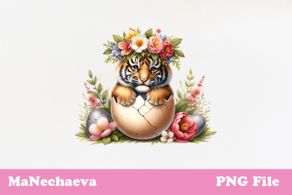 Download Cute Easter Baby Tiger in Egg Clipart - Art Collection