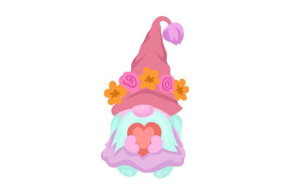 Download Mothers Day Gnome with Flower Crown and Heart - Art Collection