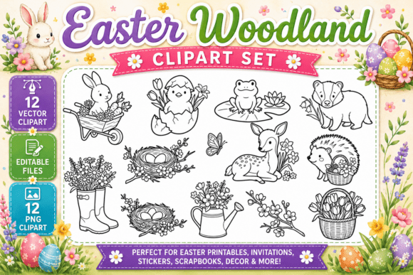 Download Easter Woodland Digital Clipart PNG - Art Collection