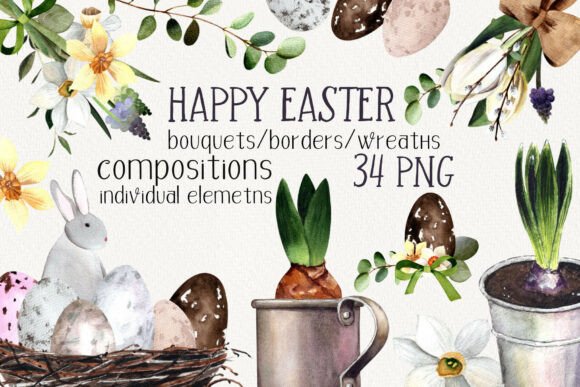 Download Easter Watercolor Clipart Set PNG - Art Collection