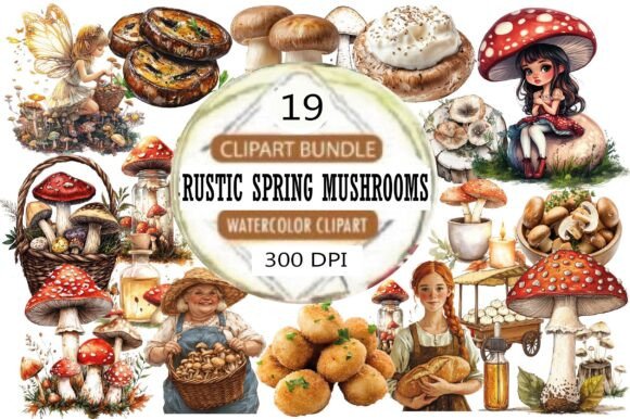 Download Rustic Spring Mushrooms Clipart - Art Collection