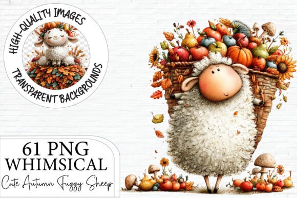 Download Cute Autumn Fuzzy Sheep Clipart Bundle - Art Collection