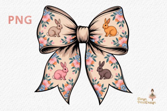 Download Floral Bunny Bow Sublimation Clipart PNG - Art Collection