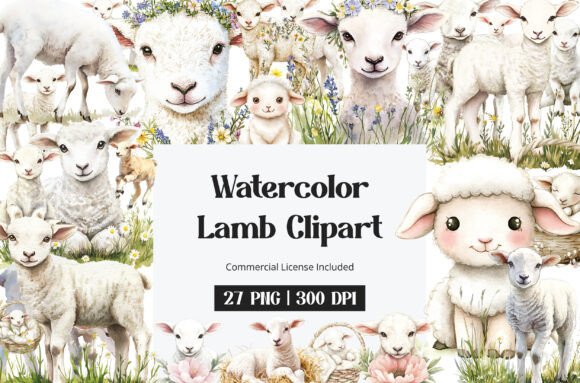 Download Watercolor Lamb Clipart - Art Collection