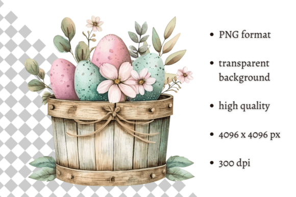 Download Watercolor Easter Eggs Bucket Clipart - Art Collection