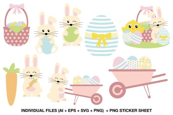 Download Pastel Easter Bunny Clipart Set - Art Collection