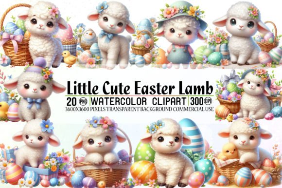 Download Little Cute Easter Lamb Clipart Bundle - Art Collection