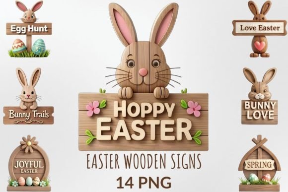 Download Easter Wooden Signs Sublimation Clipart - Art Collection