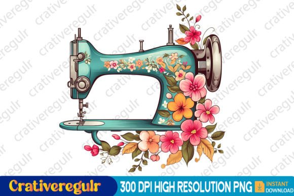 Download Floral Sewing Machines Clipart - Art Collection