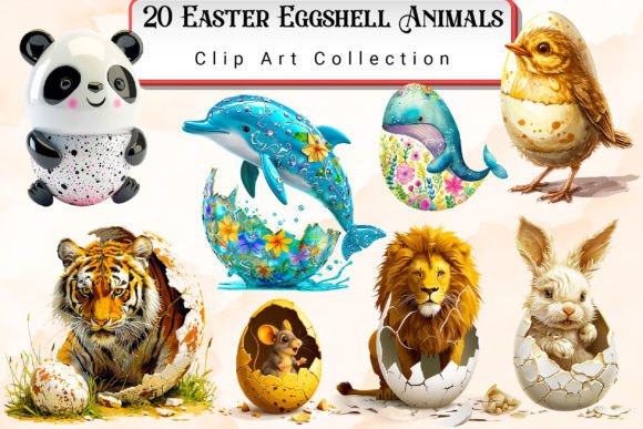 Download Easter Eggshell Animals Clipart Bundle - Art Collection