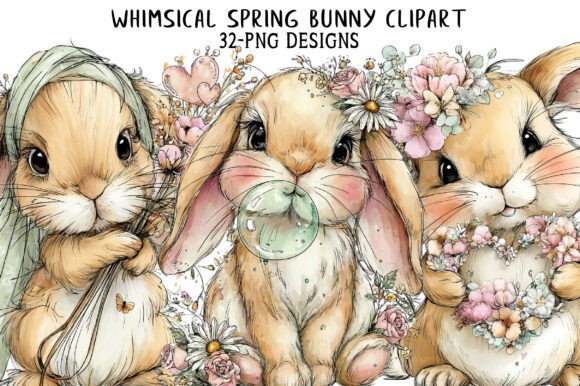 Download Whimsical Spring Bunny Clipart - Art Collection