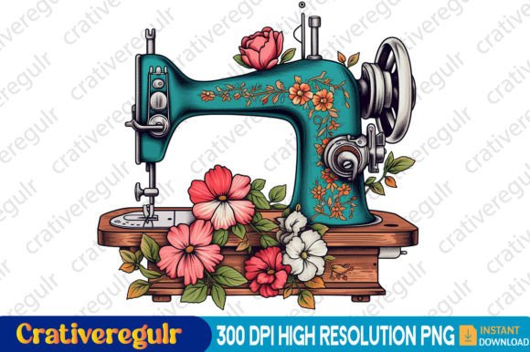 Download Floral Sewing Machines Clipart - Art Collection