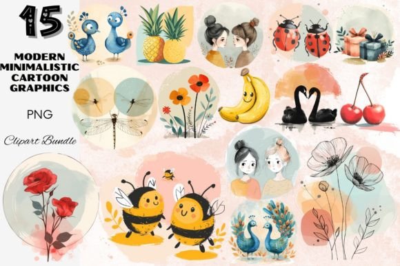 Download Modern Minimalistic Cartoon Graphics Set - Art Collection
