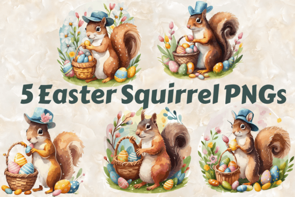 Download 5 Easter Squirrel Illustrations Clipart - Art Collection