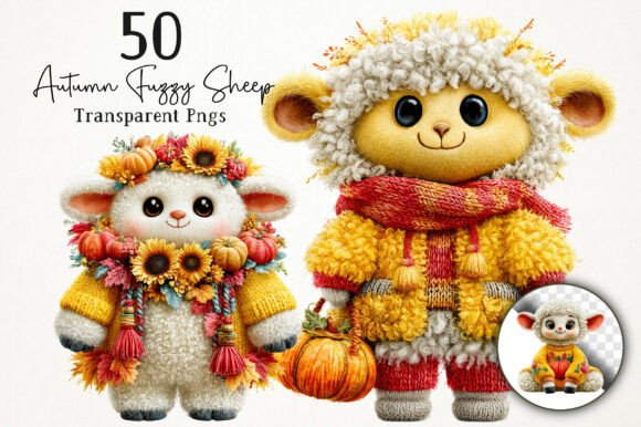 Download Cute Autumn Fuzzy Sheep PNG Clipart - Art Collection