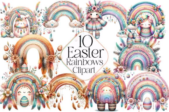Download Boho Easter Rainbows Sublimation Clipart - Art Collection