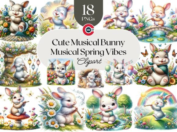 Download Cute Musical Bunny Clipart Bundle - Art Collection